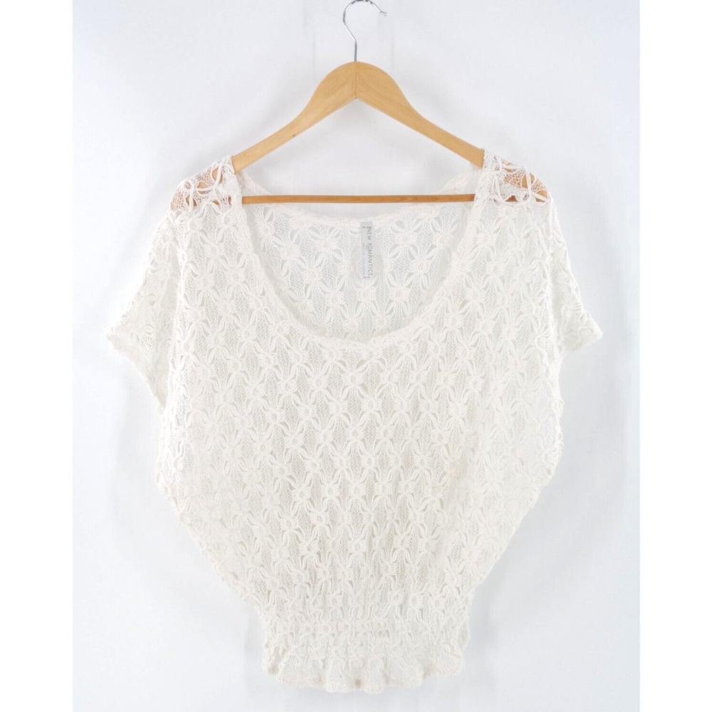Blouse White Lace Short Sleeves Blouse XS Women's extra small New Romantics‎